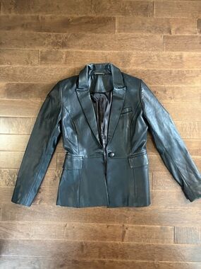 Marciano Black Leather Blazer Jacket